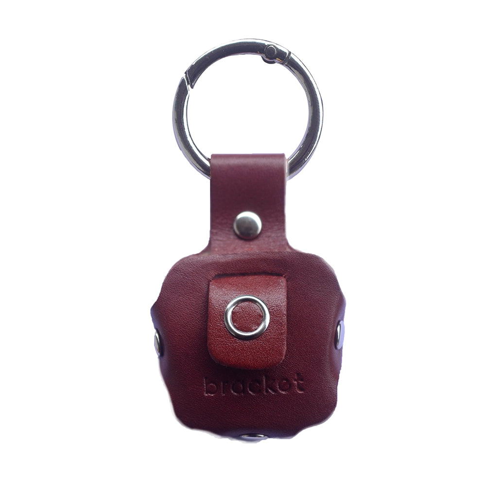 Leather keychain for AirTag ( brown)-1